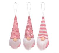 Tidevib Lot de 3 nains de Noël tricotés sans visage en feutre doux avec corde de suspension pour arbres, cheminées, fenêtres (A)