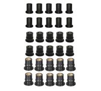 Tidevib Lot de 30 écrous de puits en caoutchouc avec inserts en laiton, tailles de filetage de 4 mm, 5 mm, 6 mm pour fixation de pare-brise de moto et VTT et applications générales