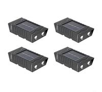 Tidevib Lot de 4 appliques murales solaires de jardin, lanternes LED étanches avec lumière blanche chaude, décoration extérieure, porche, terrasse, clôture, escaliers, noir (lumière blanche)