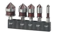 Tidevib Lot de 5 forets coniques M35 en cobalt, tige hexagonale à 5 cannelures, 82 degrés pour perçage du métal, du bois, de l'acier inoxydable et du plastique (1/4", 3/8", 1/2", 5/8", 3/4")