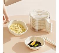 Tidevib Lot de 6 bols à sauce empilables pour sauce, condiment, dessert, collation, sushi - Petits plats empilables pour planche de charrie, en polypropylène, 13 x 9,5 x 2,5 cm, rose et blanc