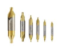 Tidevib Lot de 6 forets centraux en acier rapide avec revêtement TiN, fraises coniques combinées à 60 degrés pour le positionnement et le chanfreinage, ensemble de 1 à 5 mm