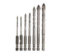 Tidevib Lot de 7 forets excentriques pour perforation de carreaux de verre, 3 mm, 4 mm, 5 mm, 6 mm, 8 mm, 10 mm, 12 mm, foret triangulaire en carbure pour matériaux durs