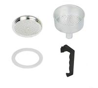Tidevib Lot de pièces de rechange pour cafetière à moka avec joint d'étanchéité et filtre entonnoir pour cafetière expresso Construction en aluminium (12 tasses)