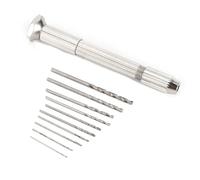 Tidevib Mini perceuse manuelle avec mandrin sans clé et lot de 10 forets HSS (0,8-3,0 mm) pour bricolage, travail du bois, bijoux et PCB Craft