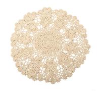 Tidevib Napperon en coton vintage rond en dentelle au crochet fabriqué à la main motif floral creux protection de table de salle à manger résistant à la chaleur décoration de cuisine