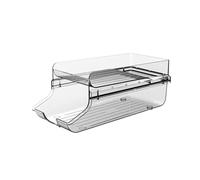 Tidevib Organiseur et distributeur de canettes à rouler double couche pour réfrigérateur et garde-manger avec étagères inclinées, peut contenir 8 à 9 canettes, transparent