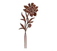 Tidevib Piquet de jardin rustique en fer forgé, silhouette de fleur en métal, décoration de pelouse pour décoration extérieure d'allée, 30 cm (B)
