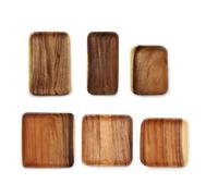 Tidevib Plateau de service en bois pour pain, gâteau, fruits et légumes, 25 x 25 x 2 cm, en bois massif naturel avec bords lisses, empilable, pour cuisine, dessert, ustensiles de cuisine