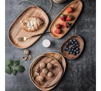 Tidevib Plateau en bois pour cuisine, salle à manger et servir - Vaisselle ovale en noyer pour collations, fruits, petit déjeuner - 30 x 20 x 2 cm