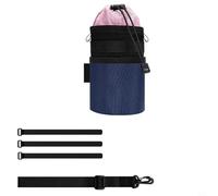 Tidevib Porte-bouteille d'eau de vélo isotherme avec poche de rangement, cordon de serrage réglable, sangle bandoulière de 200 mm (bleu foncé)