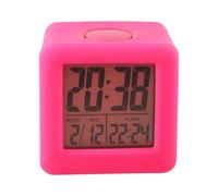 Tidevib Réveil numérique LCD avec coque de protection en silicone, fonction snooze et rétroéclairage, design carré, alimenté par piles (rouge, violet, bleu)