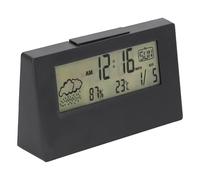 Tidevib Réveil numérique thermo-hygromètre avec veilleuse, affichage créatif de la météo, moniteur de température et d'humidité intérieure pour la maison ou le bureau, noir