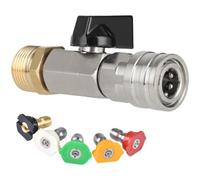 Tidevib Robinet à boisseau sphérique haute pression et buse 5 couleurs avec interface 22/14 pour machine à laver et lave-auto