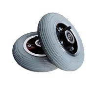 Tidevib Roue avant pour fauteuil roulant électrique 7" avec pneumatique gris pour pneumatique, bande de roulement + jante en alliage d'aluminium, fourche 7x1,75, axe 8 mm/10 mm, noir/pour jante rouge