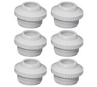 Tidevib SP1419E Lot de 6 raccords d'entrée de débit directionnel en eau libre compatibles avec boule oculaire de 2,5 cm avec buse de raccordement Bull's Eye en plastique blanc pour piscine spa jet