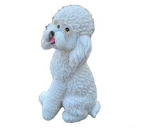 Tidevib Statue de chien en résine fabriquée à la main, motif charmant pour ours en peluche pour lits de jardin, décoration de pelouse résistante aux intempéries (blanc)
