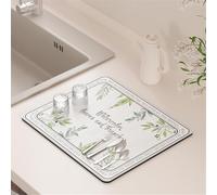 Tidevib Tapis de séchage en polyuréthane 40 x 50 cm absorbant en diatomite pour cuisine, vaisselle, compatible avec bar, salle de bain, batterie de cuisine bleue