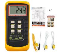Tidevib Thermomètre numérique à double canal de type K 6802 II avec 2 capteurs et sonde, plage de -58 F à 2372 F, Celsius/Fahrenheit/Kelvin, stockage de données et arrêt automatique