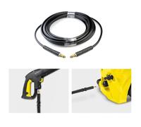 Tidevib Tuyau de rechange pour nettoyeurs haute pression Karcher K2-K7, 5 m/6 m/10 m/15 m, 2610 psi, diamètre intérieur 9 mm, caoutchouc et laiton avec raccord rapide à clipser, brosses latérales