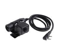 Tidevib U94 Push to Talk PTT Adaptateur avec double bouton pour talkie-walkie BaoFeng UV-5R et Kenwood, compatible avec casque Z-TAC pour la chasse, le camping et la communication en plein air - Noir