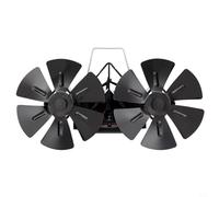 Tidevib Ventilateur de cheminée alimenté par la chaleur - 2 têtes - 12 lames - Fixation murale - Brûleur à bois non alimenté - Fonctionnement silencieux - Plage de température de 50 à 350 °C