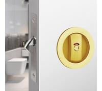 Tidevib Verrou rond pour porte coulissante de salle de bain avec indicateur rouge et vert, en alliage de zinc, crochet simple, argent, noir, doré