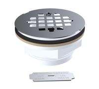 Tidevib Yariwiz Siphon de douche sans calfeutrage de 5,1 cm avec couvercle en acier inoxydable pour une installation simple sur le dessus de la fibre de verre, acrylique et solide pour poêles de