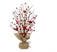 Tidgel Arbre décoratif en forme de cœur pour la Saint-Valentin, 40 cm, centre de table rouge et rose avec boules blanches, décoration romantique en mousse
