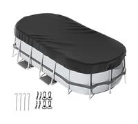 Tidgel Bâche de piscine ovale hors sol pour piscines hors sol, protection imperméable robuste avec kit de fixation, compatible avec 2,1 x 3 m à 4,6 x 7,6 m, noir