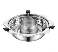 Tidgel Casserole Chinoise Acier 38cm Partition S Casserole Chinoise | Rotation 360°, levage pour facile, double saveur, acier , compatible tous feux