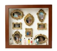 Tidgel Coffre d'ombres Musée Silhouette DIY, kit avec 8 cadres et 10 figurines, pour décor pour personnalisé pour souvenirs de mariage ou Saint-Valentin(Brown)