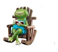 Tidgel Figurine de Grenouille en Résine Lisant dans,un Fauteuil à pour bascule, Décoration Mignonne pour Bureau et Maison, Vert 17x11x15 cm