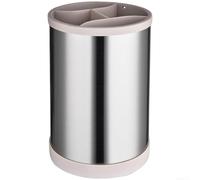 Tidgel Grand porte-ustensiles de cuisine rotatif en acier inoxydable multi-compartiments pour cuillères, fourchettes, design moderne, 12 x 12 x 17 cm (kaki)