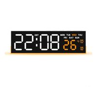 Tidgel Horloge veilleuse LED multifonction avec gradation automatique, 3 niveaux de luminosité et affichage de la température pour chambre à coucher, bureau (orange)