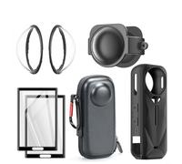 Tidgel Housse de transport rigide et protection d'objectif en silicone pour Insta 360 pour appareil photo X5 - Noir