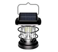 Tidgel Lanterne solaire LED vintage, étanche IP65, 2 en 1, support mural ou lampe suspendue portable, pour terrasse, camping, décoration noire