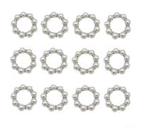 Tidgel Lot de 12 élastiques de serviette en plastique blanc de 4 cm de | Design perlé élégant, matériau plastique blanc, s'adapte aux serviettes standard, idéal pour les mariages