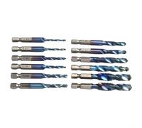 Tidgel Lot de 12 forets filetés en acier rapide HSS plaqué titane pour taraudage et perçage M3-M10 dans le métal, le bois