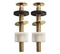 Tidgel Lot de 2 boulons de siège de toilette robustes avec écrous, kit de remplacement de charnière en fer pour sièges de montage supérieur, matériel de fixation sécurisé, or, blanc, noir