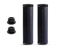Tidgel Lot de 2 poignées de guidon de vélo en cuir de vachette avec extrémités verrouillables en alliage rétro pour vélo de route, VTT, 138 x 22 mm, marron