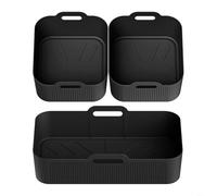 Tidgel Lot de 3 tampons de séparation d'huile en silicone pour friteuse à air AF500, doublure profonde étendue pour modèles 5 L 10 L, insert anti-adhésif résistant à la chaleur, noir ou gris (3 noirs)