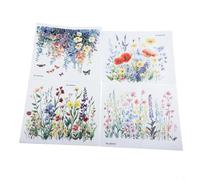 Tidgel Lot de 4 autocollants de toilettes imperméables en PVC avec motifs vibrants de plantes, fleurs, papillons, décalcomanies murales amovibles pour salle de bain, décoration d'intérieur