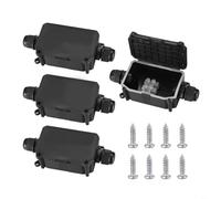 Tidgel Lot de 4 boîtes de jonction étanches IP66 à 2 voies avec presse-étoupes PG9 pour éclairage de rue extérieur Connecteur de câble Noir