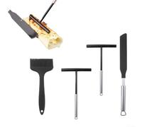 Tidgel Lot de 4 outils de crêpe en acier inoxydable antirouille | Acier inoxydable, poignée résistante à la chaleur, étalement lisse de la pâte, rinçage facile, crêpière