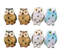 Tidgel Lot de 8 figurines de hibou en résine pour mini décoration de jardin pour intérieur ou extérieur
