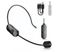 Tidgel Microphone sans fil 2,4 G, portée de 48,8 m et autonomie de 8 heures, résistant au bruit pour l'enseignement, les discours, les cours de yoga et les événements en plein air (doré/argent)
