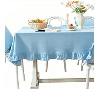 Tidgel Nappe de table en coton à carreaux carrés doux et lavable avec ourlet à volants pour extérieur, jardin, terrasse, événement (bleu pur) 140 x 140 cm