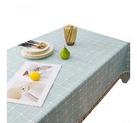 Tidgel Nappe Rectangle 140x220cm Imprimée Grid Anti-Taches(Green) | Motif grid classique, revêtement imperméable, essuyage rapide, protège contre taches, pour style minimaliste