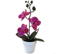 Tidgel Orchidée phalaenopsis en soie dans un pot de 26 cm, arrangement de fleurs artificielles pour chambre à coucher, plantes artificielles réalistes, décoration de salle de bain, pas besoin d'eau